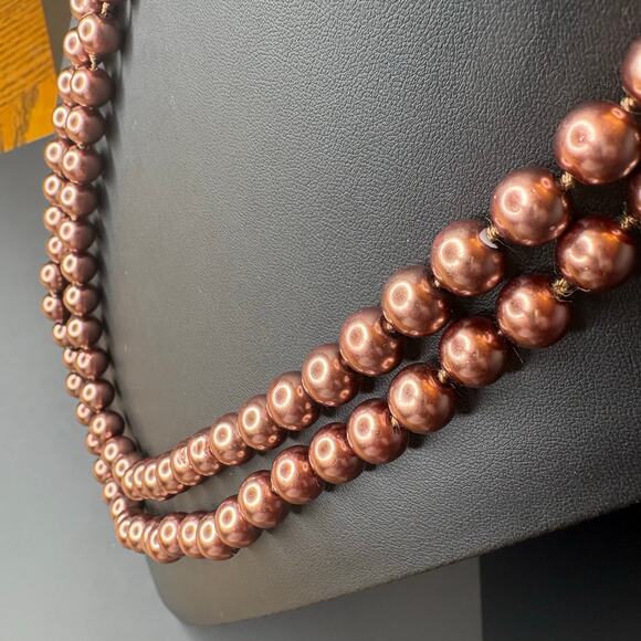 Long Brown Pearl Necklace Brown Pearls 46" - Picture 3 of 4